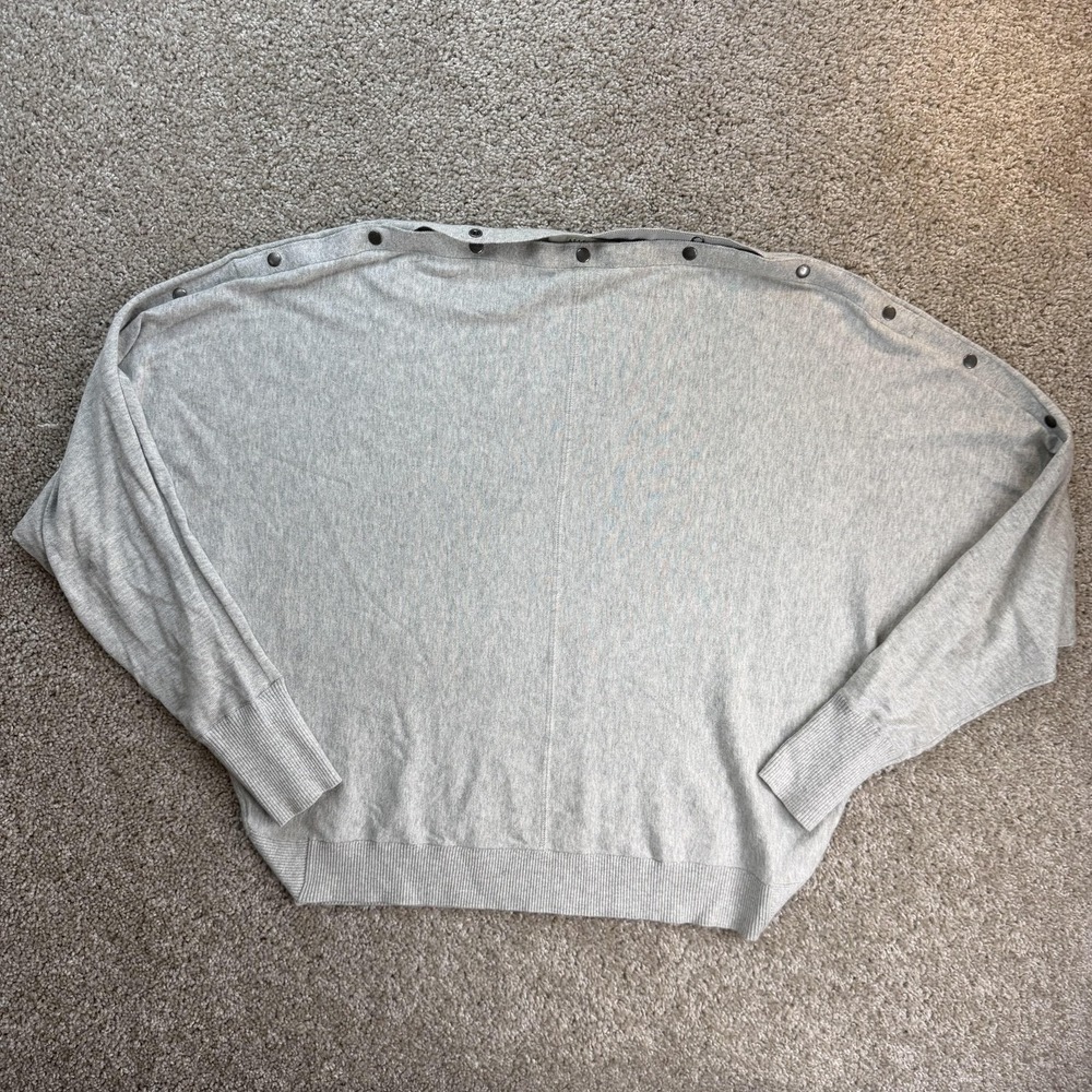 AllSaints Sweater Womens L Gray Boat Neck Dolman Sleeve Button Knit Pullover
